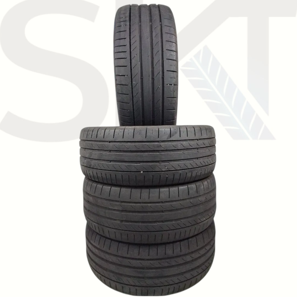SKT Tyres set of 4 Continental 255/45 R19 ContiSportContact summer tires with silica compound for wet braking and sporty driving.